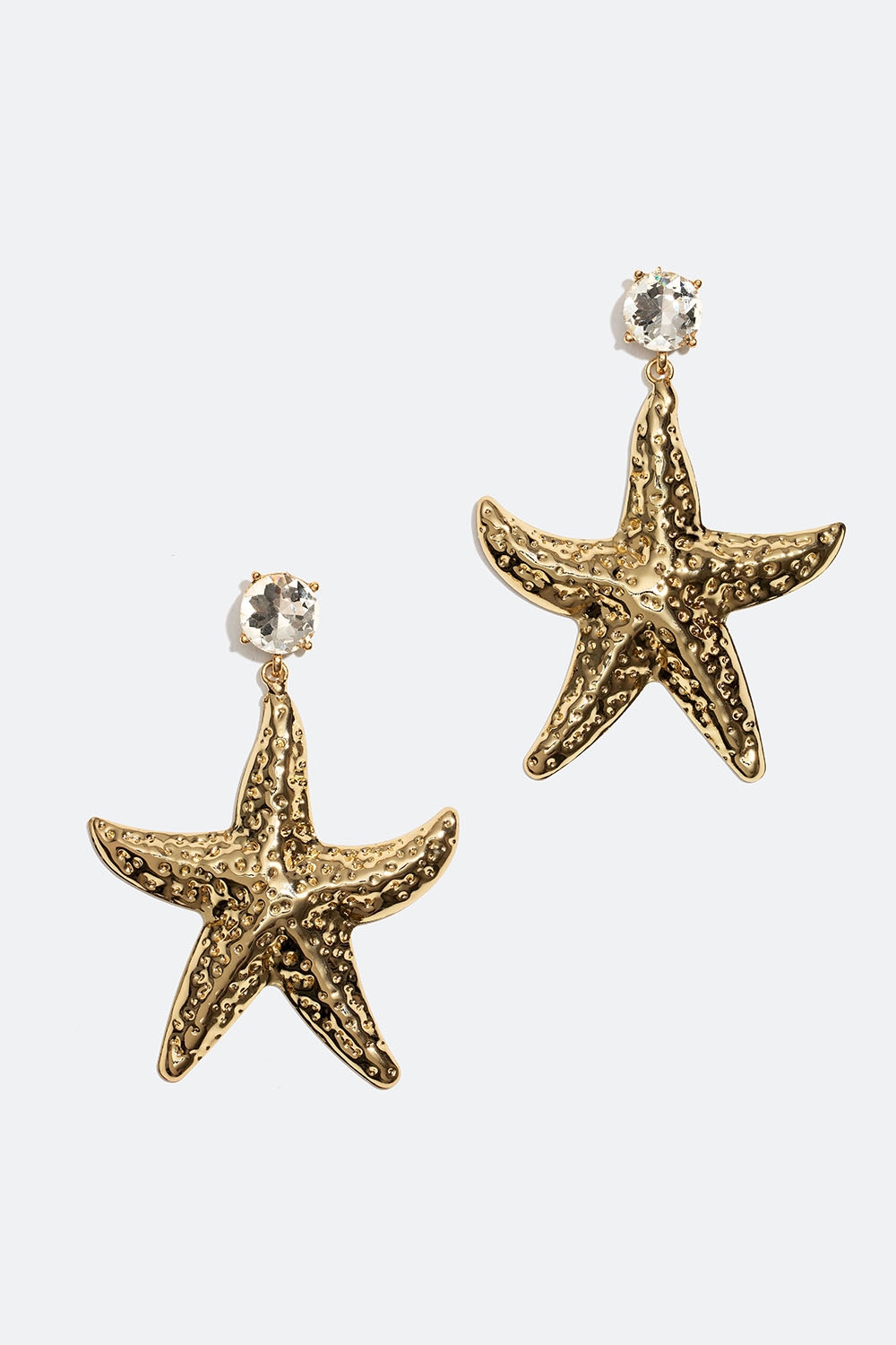 Guldfärgade örhängen med glassten och stor sjöstjärna i gruppen Smycken / Örhängen hos Glitter (253006472002)