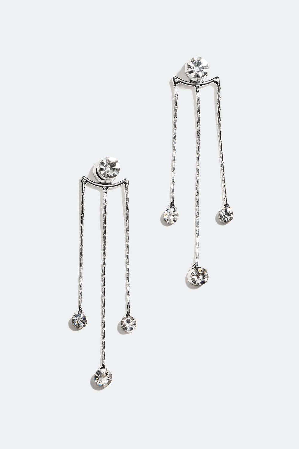 Långa örhängen med tre länkar och runda glasstenar i gruppen Smycken / Örhängen hos Glitter (253006501001)