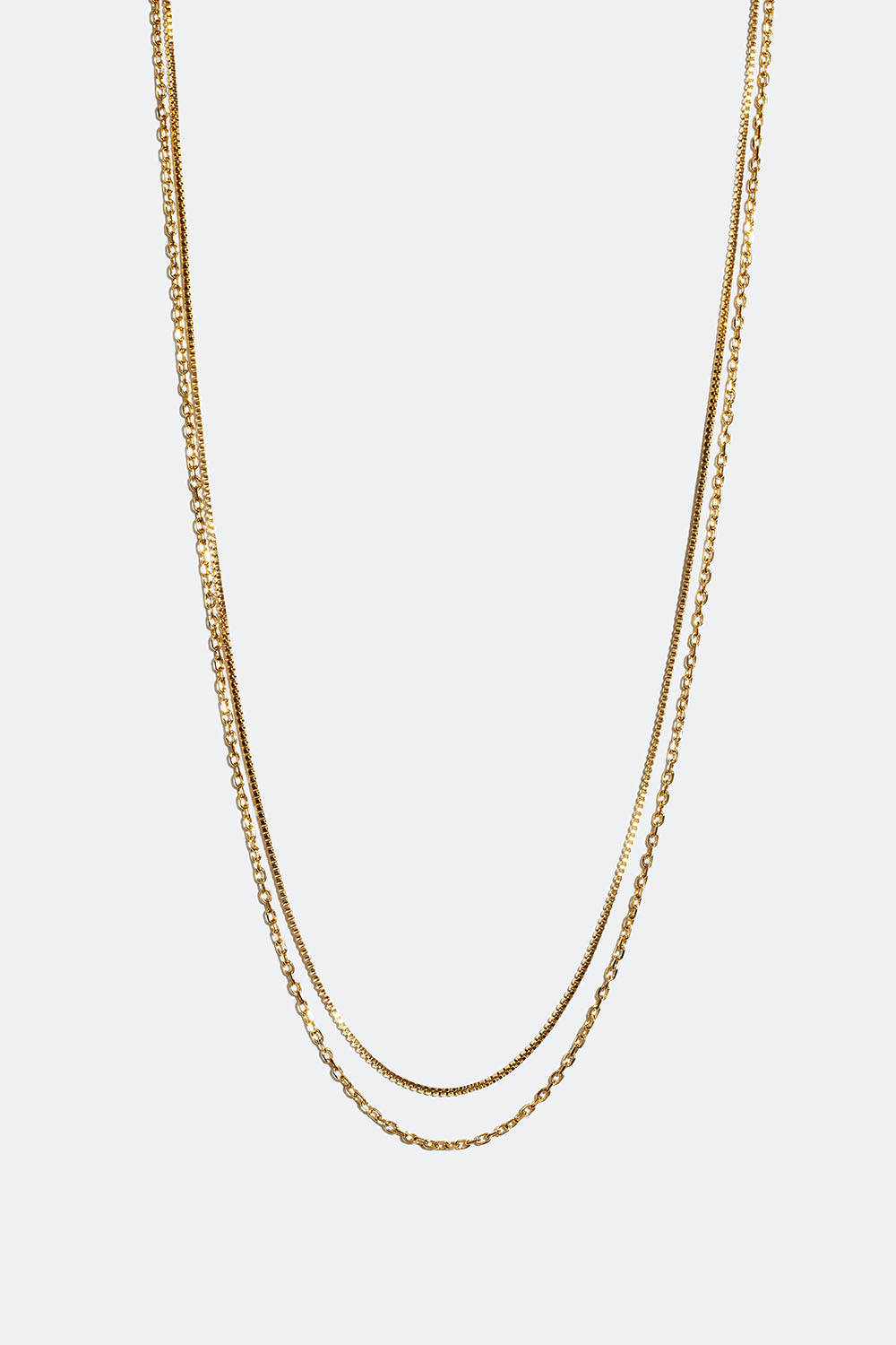 Dubbelt kedjehalsband i stål med 18k guld i gruppen Smycken / Halsband / Halskedjor hos Glitter (254001032002)