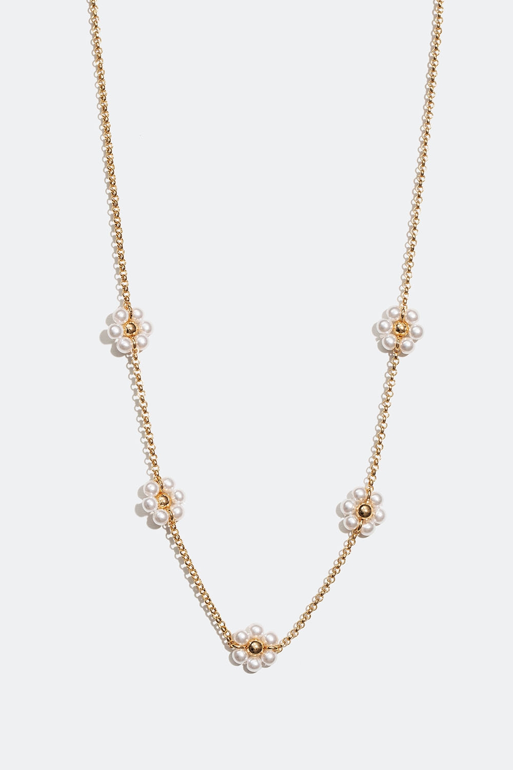 Guldfärgat halsband med vita blommor i gruppen Smycken / Halsband hos Glitter (254001442002)