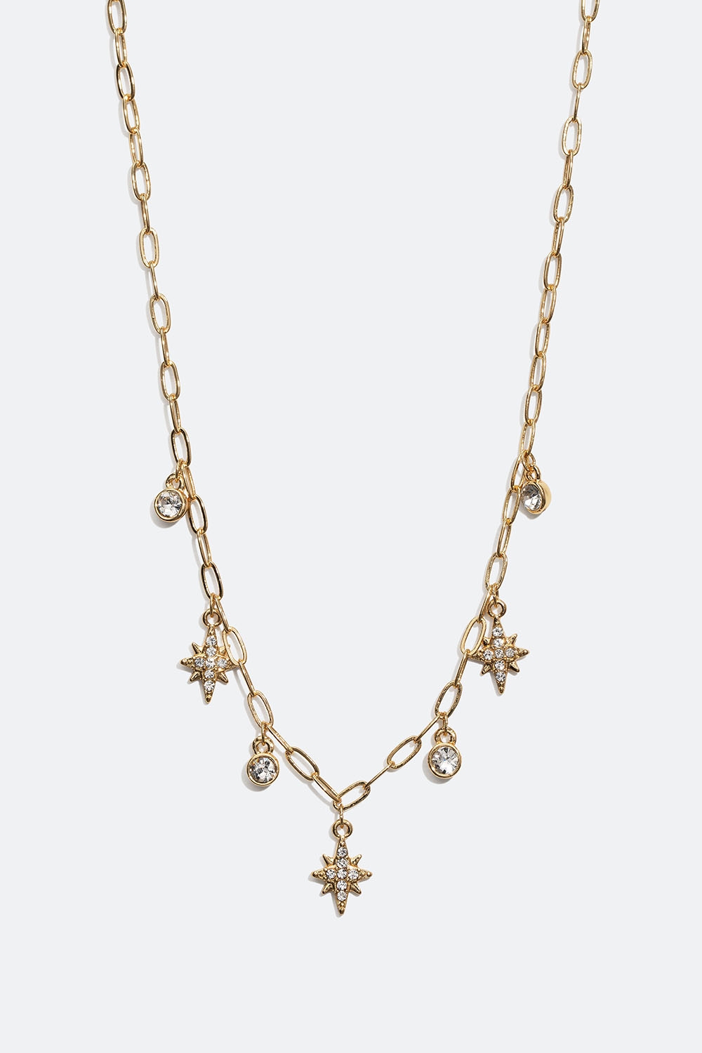 Guldfärgat halsband med runda glasstenar och stjärnor i gruppen Smycken / Halsband / Halsband med hänge hos Glitter (254001492002)
