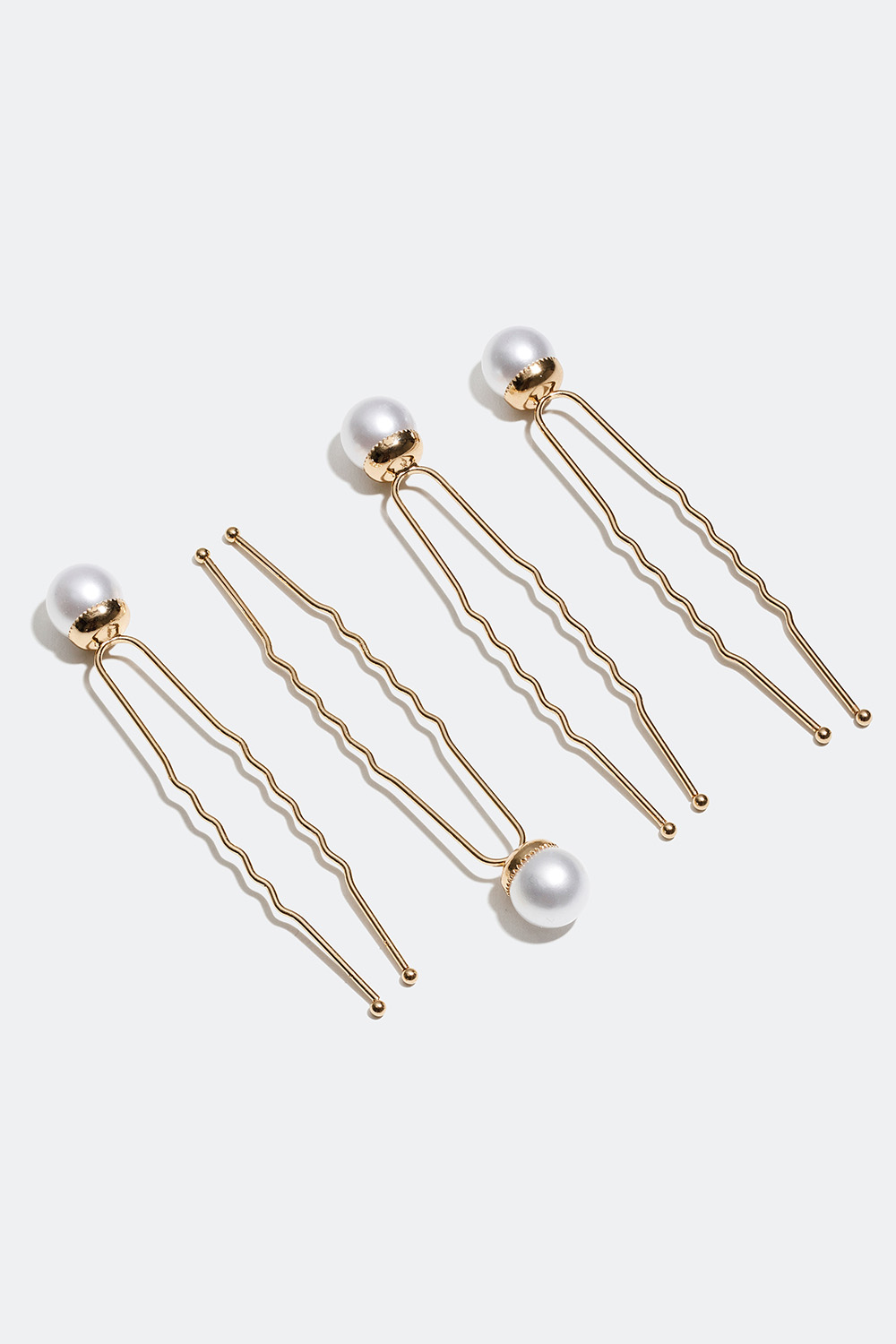 Uppsättningsnålar med vita pärlor, 4-pack i gruppen Håraccessoarer hos Glitter (334000073100)