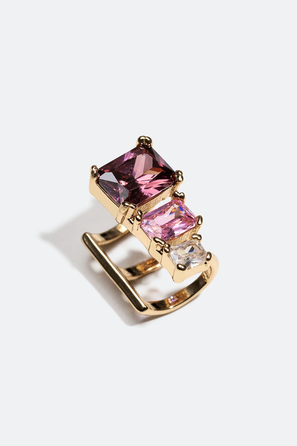 Guldfärgad earcuff med rektangulära rosa Cubic Zirconia i gruppen Smycken / Örhängen / Earcuffs hos Glitter (253005745402)