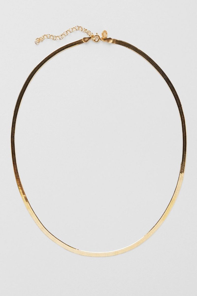 Herringbone Necklace (M) 18k Gold Plated i gruppen Guldpläterat äkta silver / Guldpläterade halsband hos Glitter (1400556-12-ONESIZE)