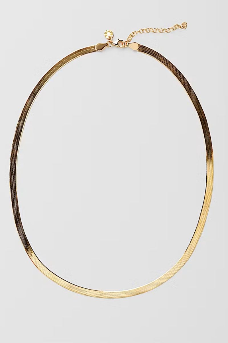 Herringbone Necklace (L) 18k Gold Plated i gruppen Guldpläterat äkta silver / Guldpläterade halsband hos Glitter (1400562-12-ONESIZE)
