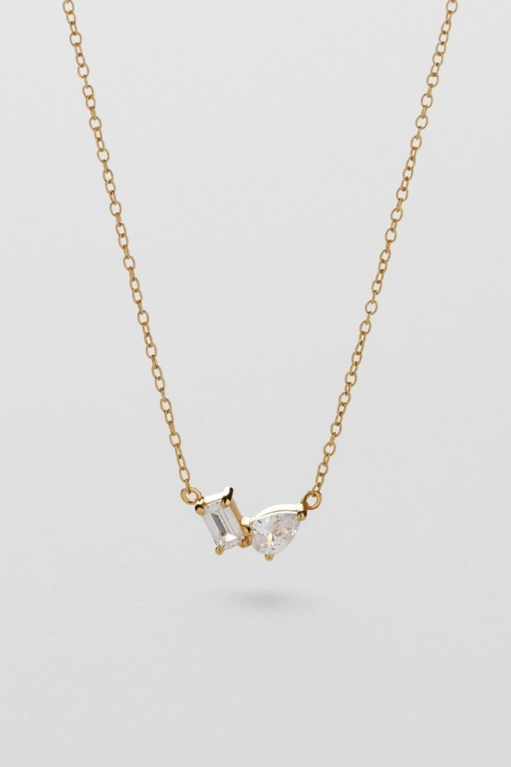 Toi et Moi Necklace 18k Gold Plated i gruppen Guldpläterat äkta silver / Guldpläterade halsband hos Glitter (1400859-12-ONESIZE)