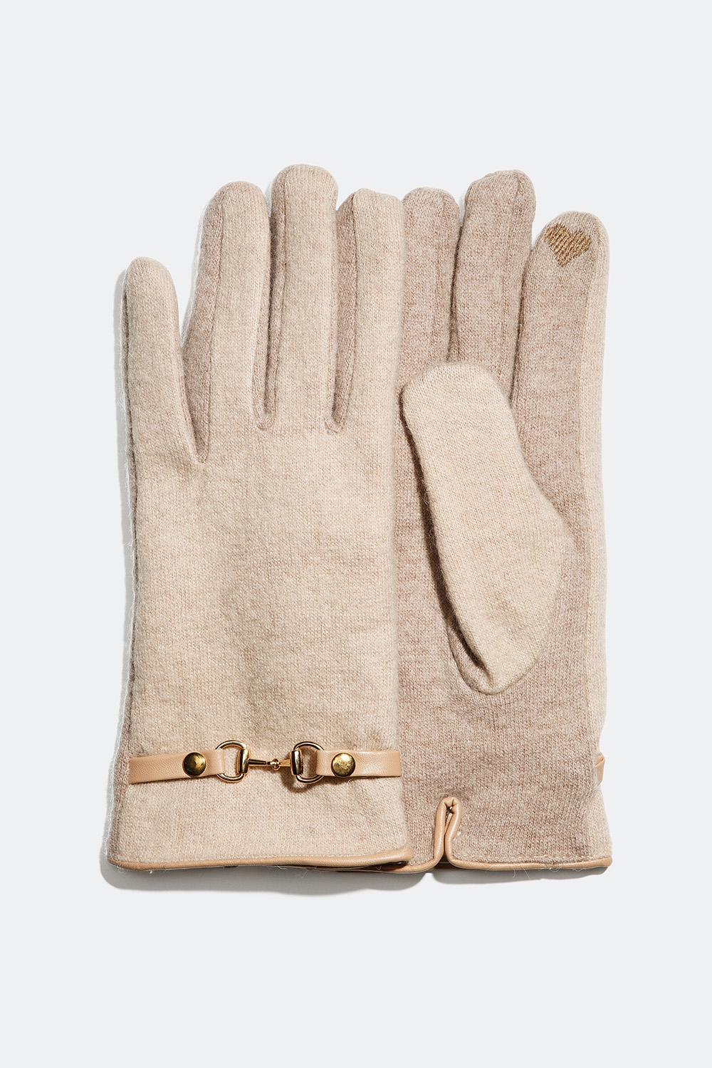 Beige handskar i ull med hästbett i gruppen Accessoarer / Stickat / Vantar hos Glitter (171000058300)