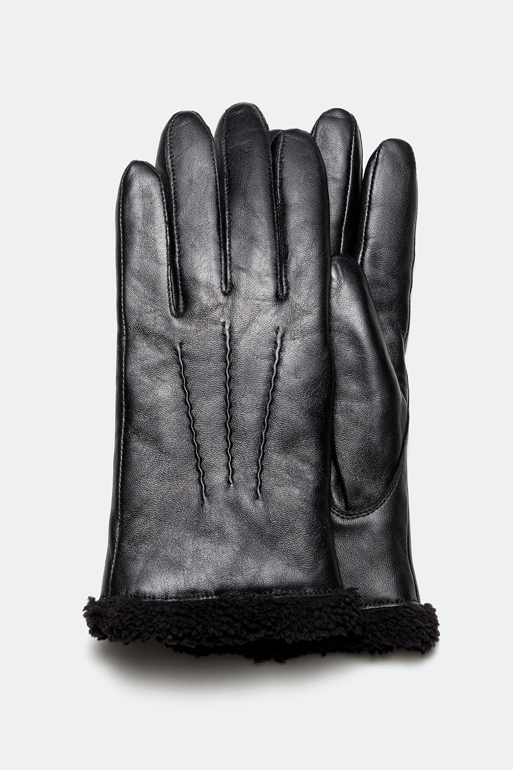 Svarta skinnhandskar med teddyfoder i gruppen Accessoarer / Skinnhandskar / Skinnhandskar för dam hos Glitter (171000529060)