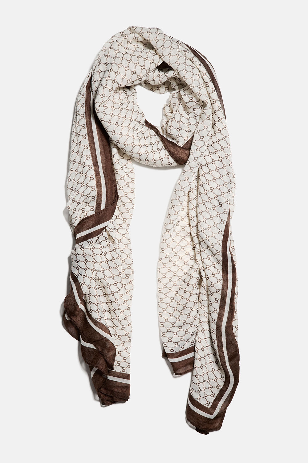 Vit och brun sjal med DD mönster i gruppen Accessoarer / Scarves hos Glitter (171001518400)