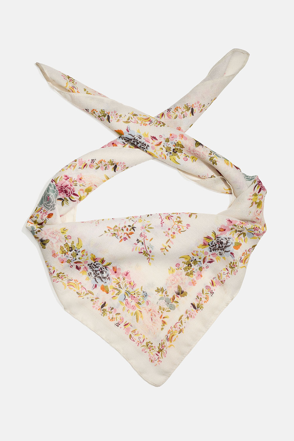 Vit scarf med fågel och blommöster i gruppen Accessoarer / Scarves hos Glitter (171001548600)