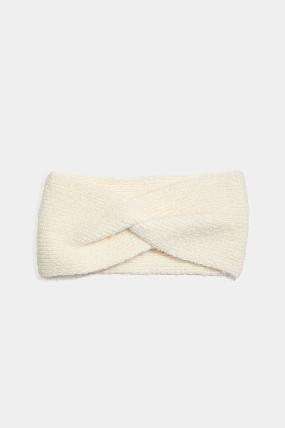 Vitt ribbstickat pannband med knut i gruppen Accessoarer / Stickat hos Glitter (171001833100)