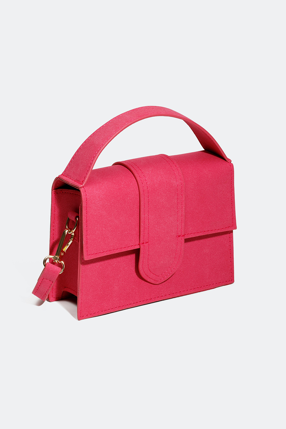 Rosa handväska i mockaimitation med axelrem i gruppen Väskor / Axelremsväskor hos Glitter (172000765500)