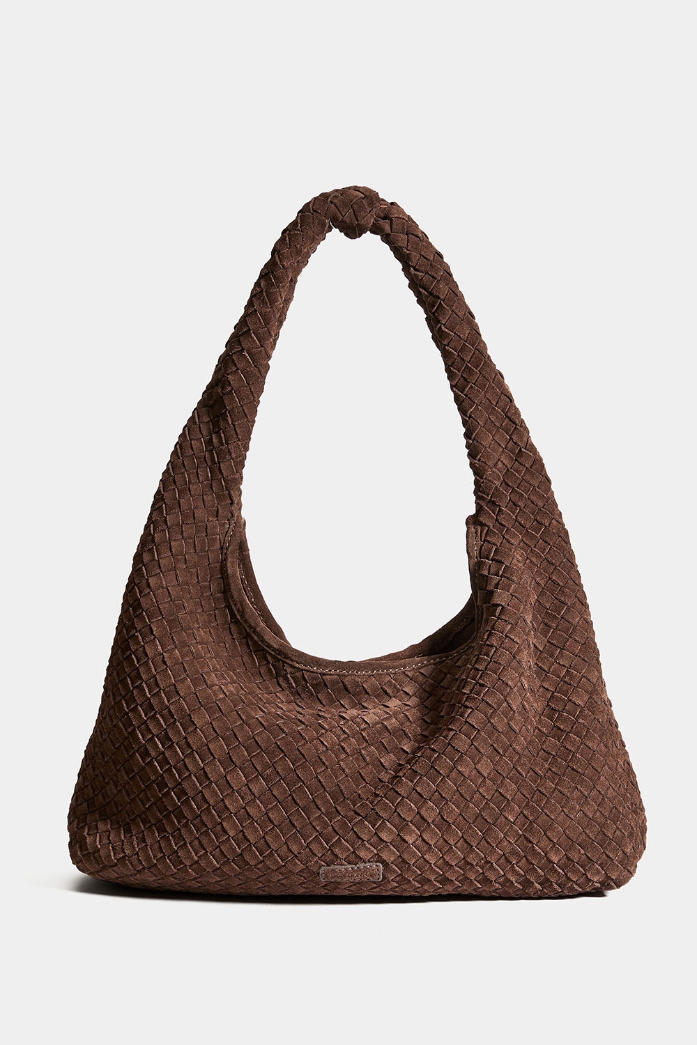 Brun väska i mocka med flätad textur i gruppen Don Donna - väskor hos Glitter (172001818200)