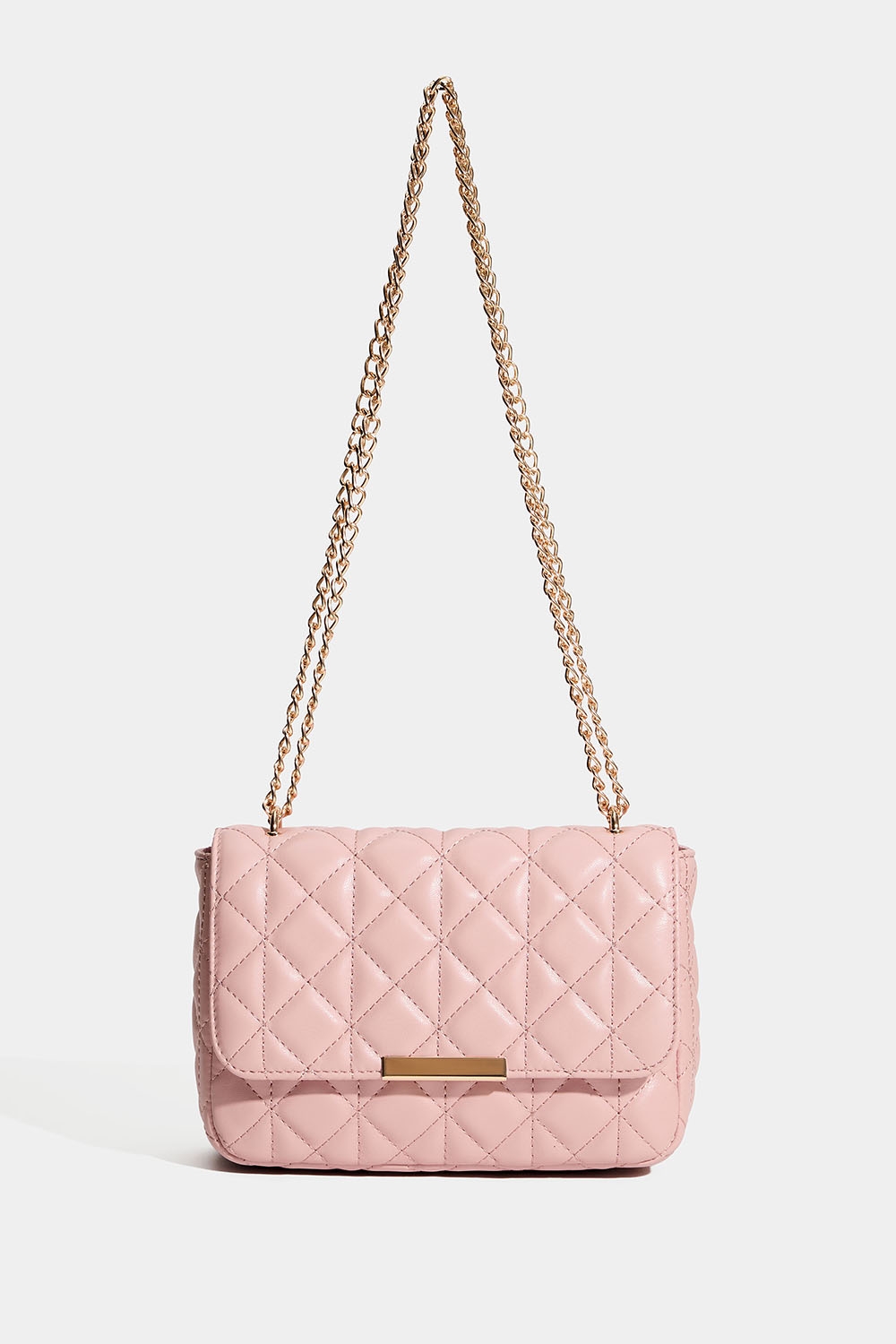 Rosa väska med quiltad design och guldfärgad axelrem i gruppen Väskor / Axelremsväskor hos Glitter (172002015000)