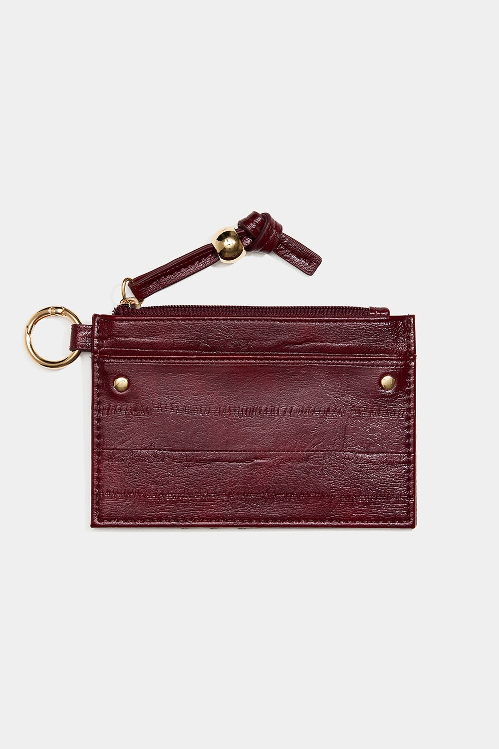 Vinrött kortfodral i läderimitation med nyckelring i gruppen Accessoarer / Plånböcker & korthållare / Korthållare hos Glitter (177000836300)
