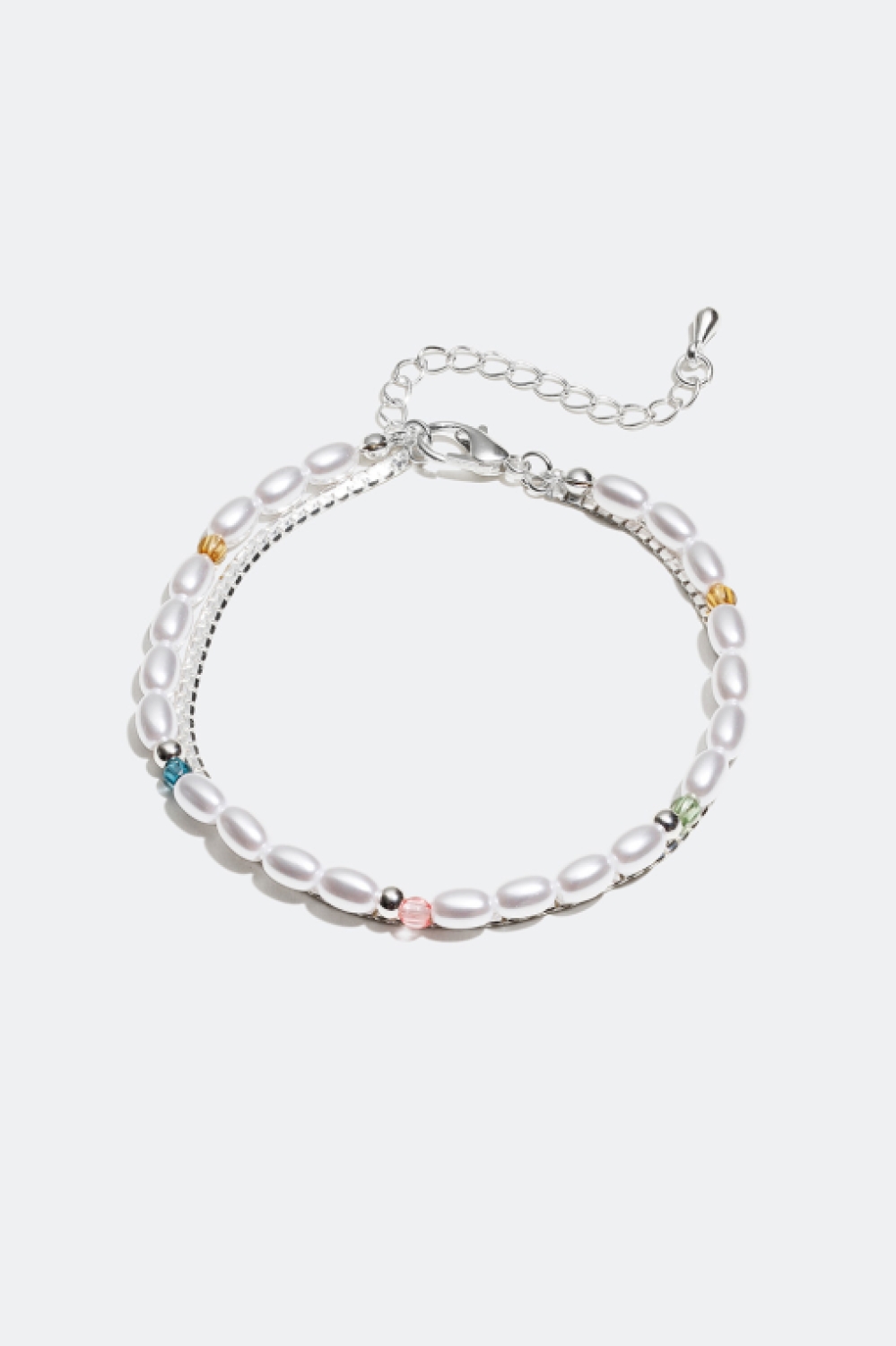 Dubbelarmband med länk och ovala pärlor i gruppen Smycken / Armband hos Glitter (251000241000)