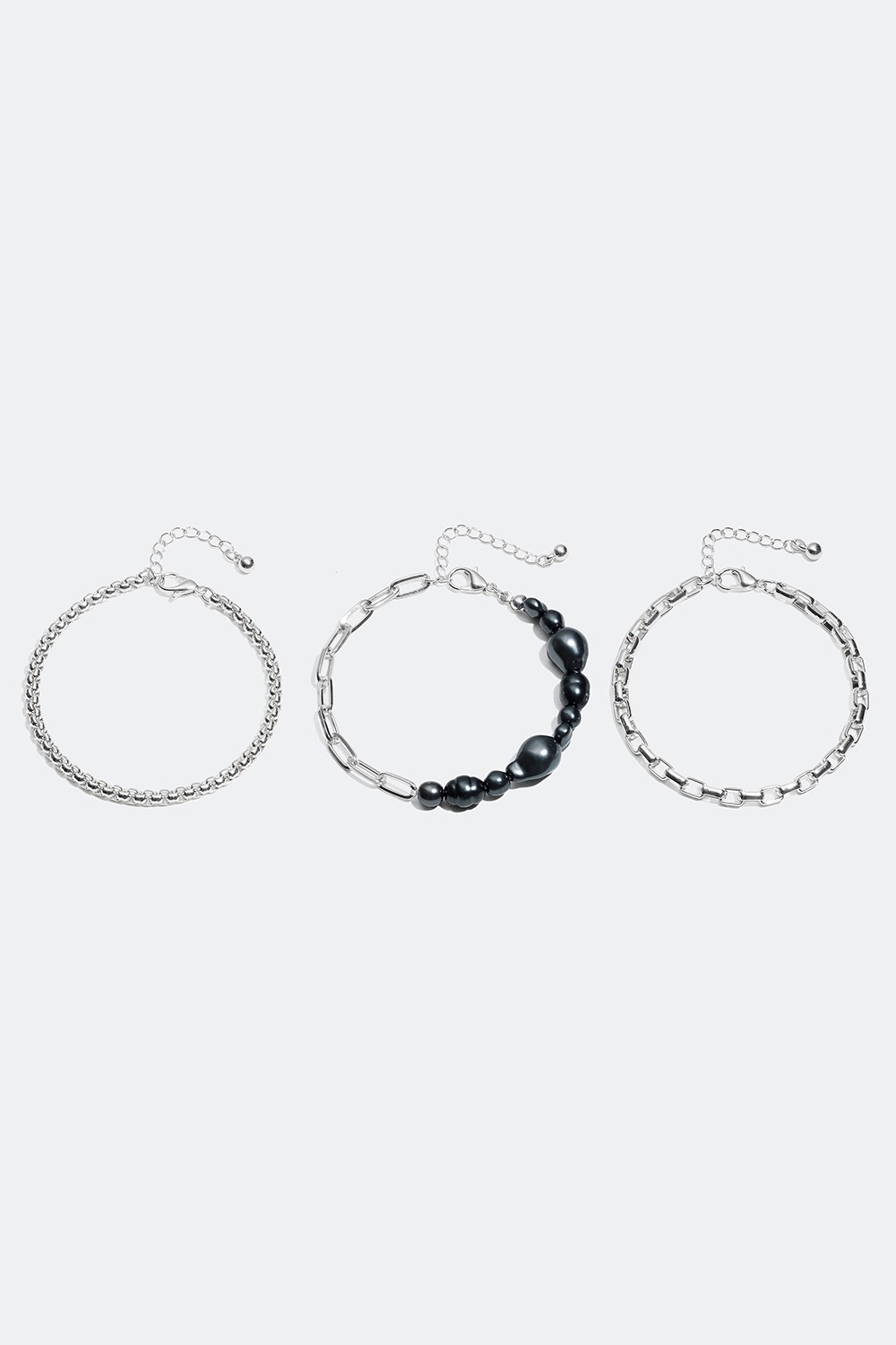 Armband med mörkgråa pärlor, 3-pack i gruppen Smycken / Armband / Flerpack hos Glitter (251000569701)