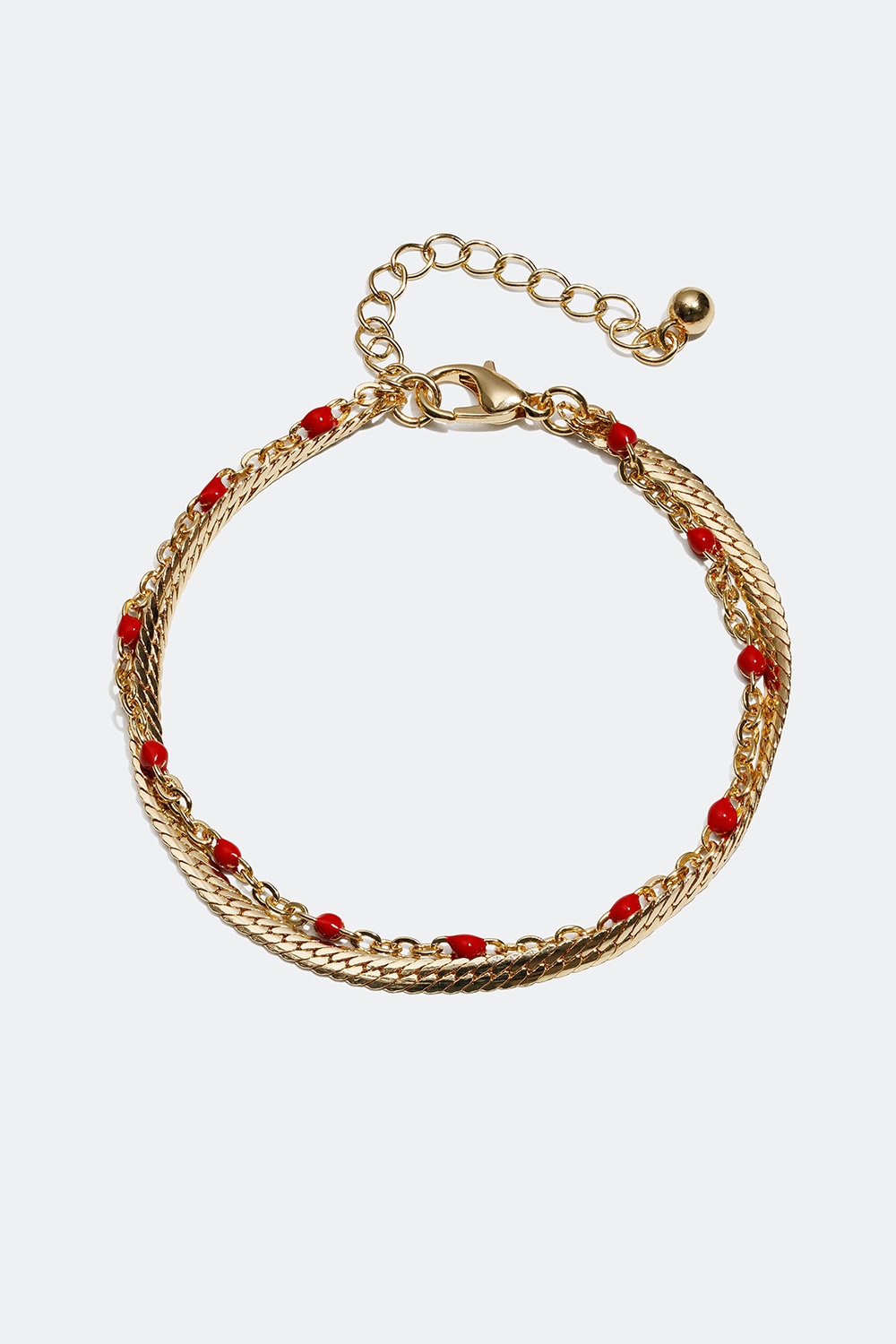 Guldfärgat armband med detaljer i rött i gruppen Smycken / Armband / Tunna hos Glitter (251000596002)