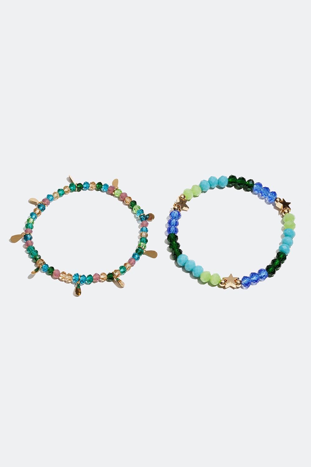 Elastiska armband med blåa och gröna pärlor, 2-pack i gruppen Smycken / Armband / Flerpack hos Glitter (251000697402)