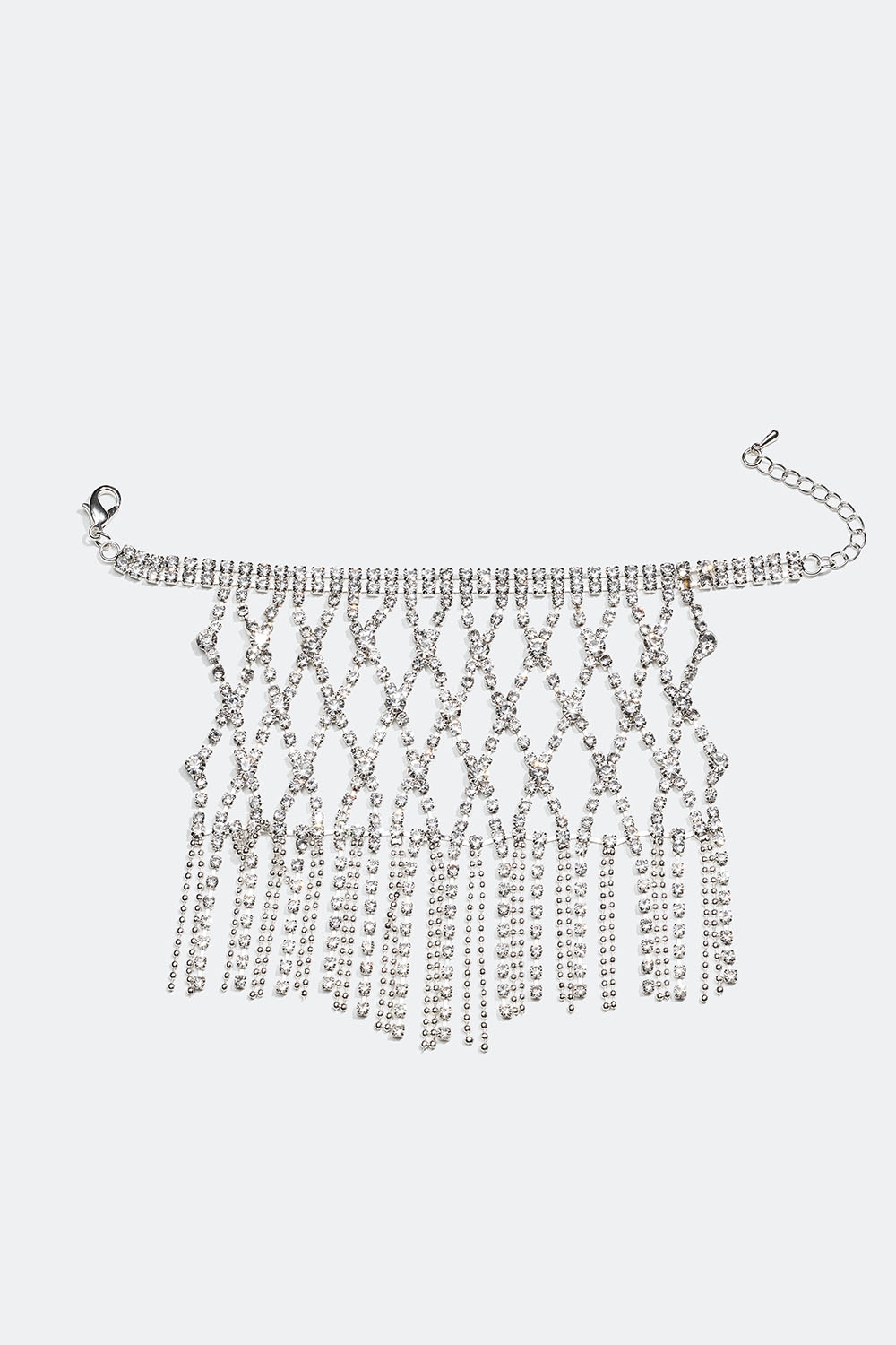 Brett strassarmband med nät och länkar i gruppen Smycken / Armband / Strass hos Glitter (251000900201)