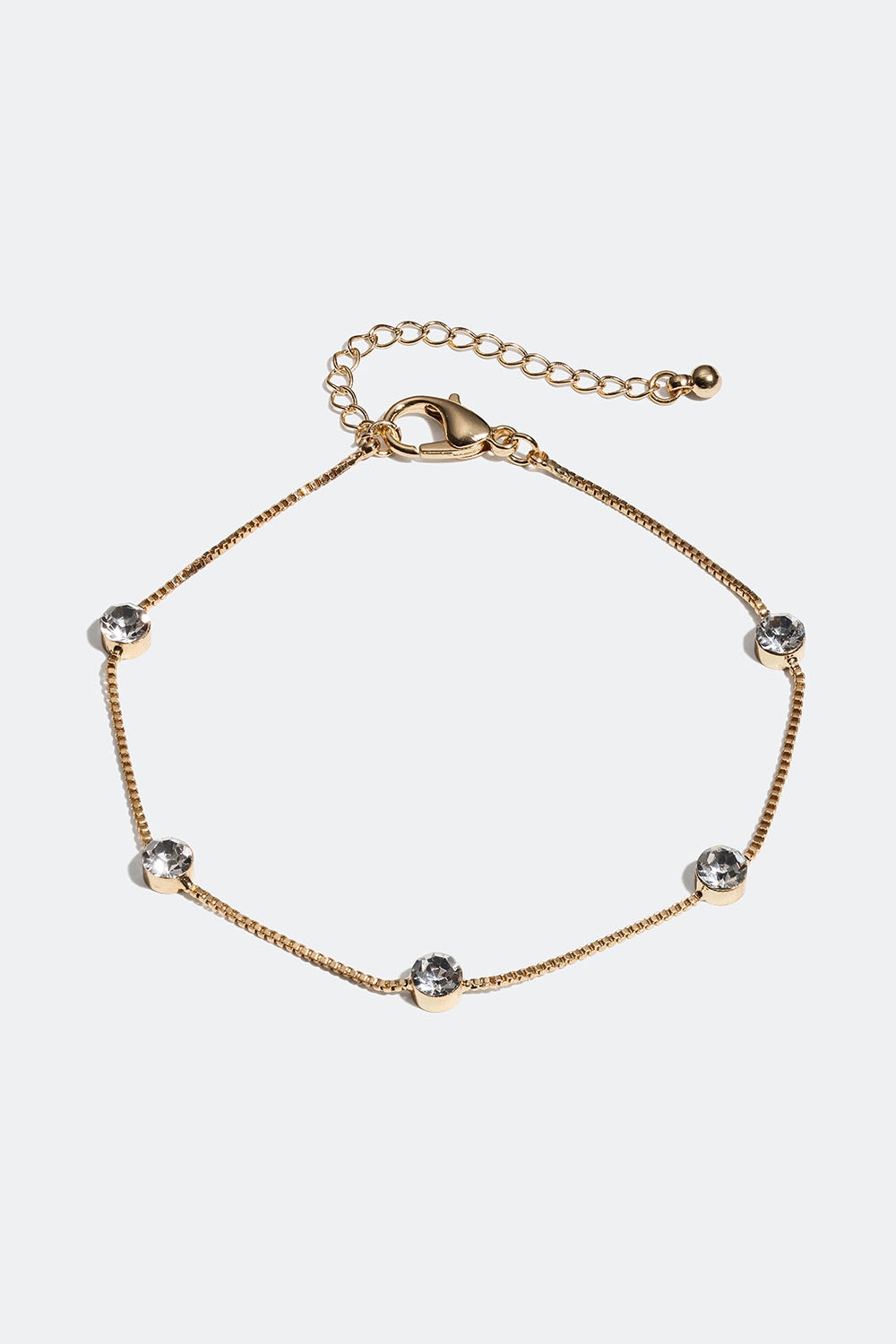 Guldfärgat kedjearmband med runda glasstenar i gruppen Smycken / Armband / Tunna hos Glitter (251000922002)