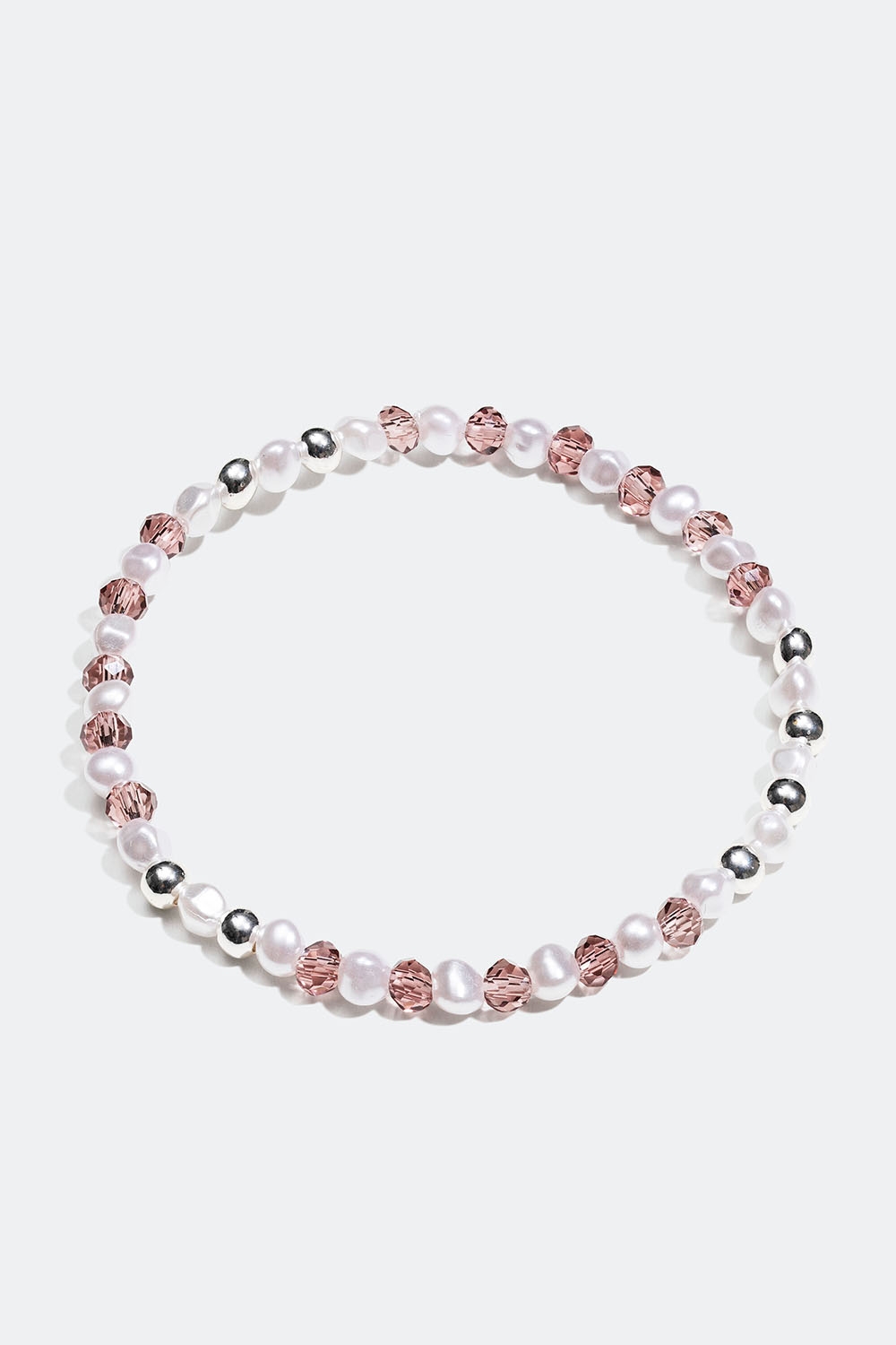 Elastiskt armband med rosa och vita pärlor i gruppen Smycken / Armband / Tunna hos Glitter (251000965401)