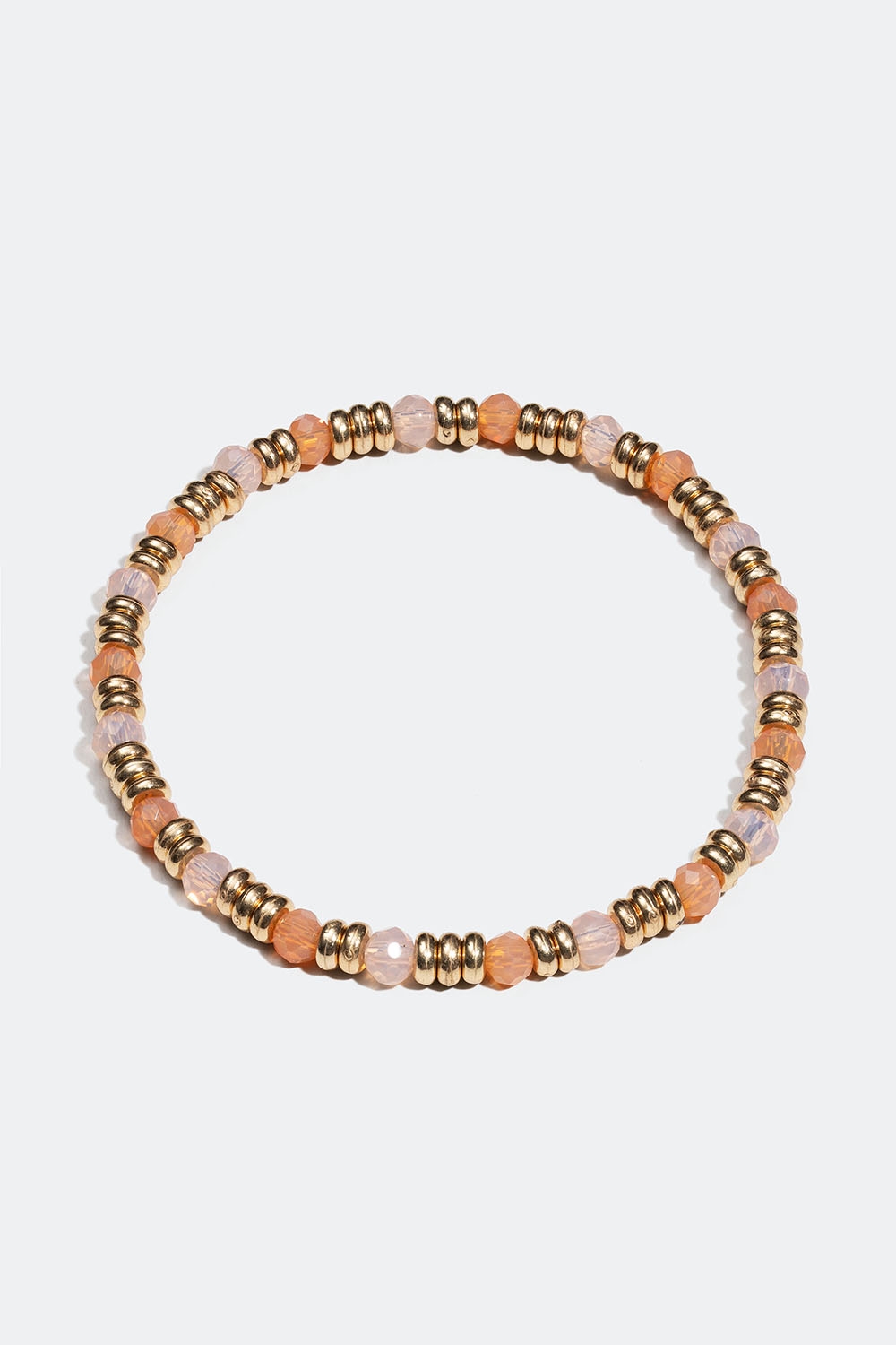 Elastiskt armband med guldfärgade och rosa pärlor i gruppen Smycken / Armband / Tunna hos Glitter (251001095402)