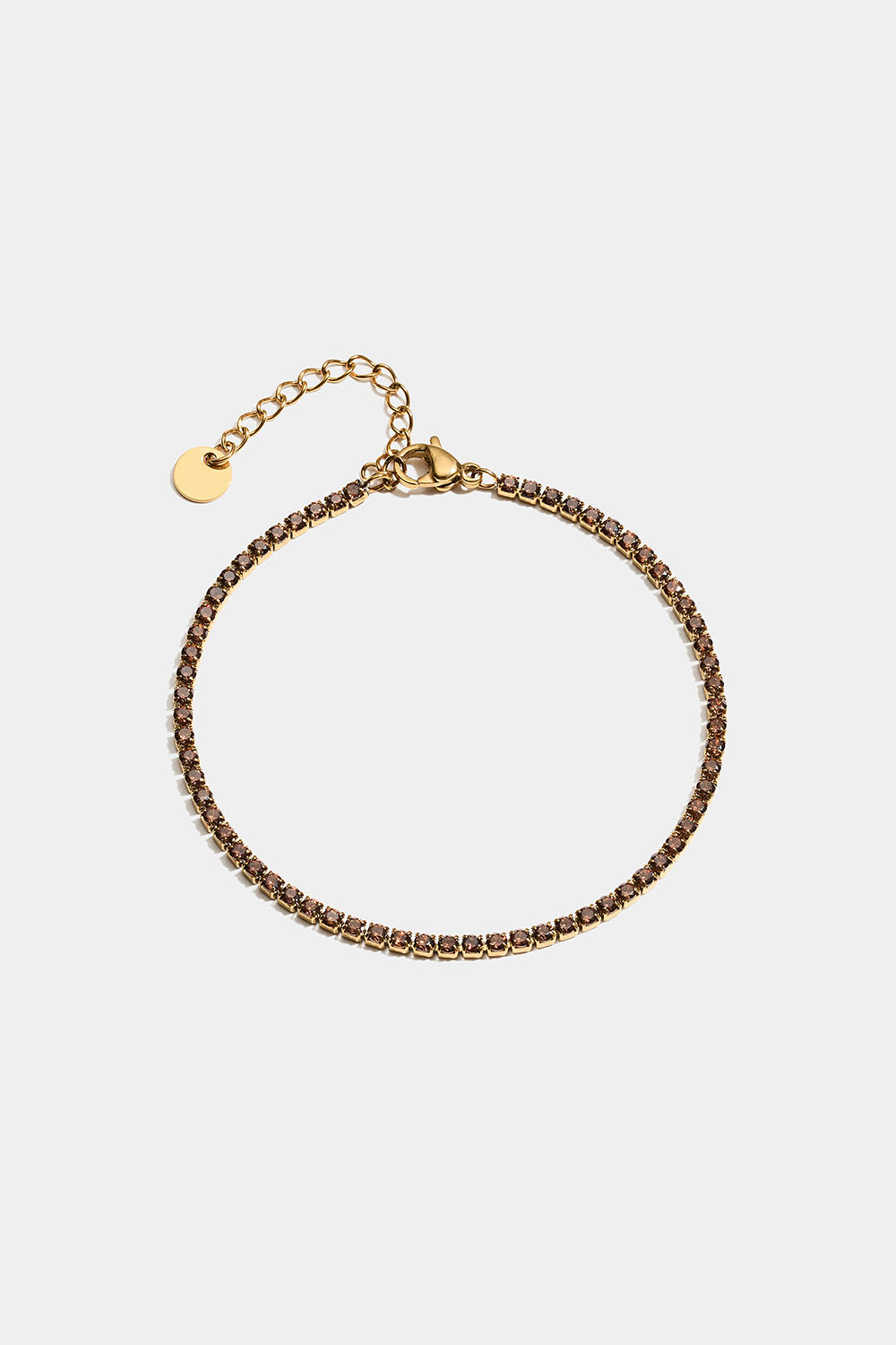 Tennisarmband i stål med 18k guld och bruna Cubic Zirconia i gruppen Smycken / Armband / Strass hos Glitter (251001518002)
