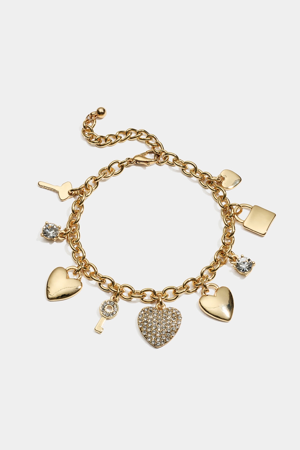 Guldfrägat armband med nycklar och hjärtan i gruppen Smycken / Armband hos Glitter (251001702002)