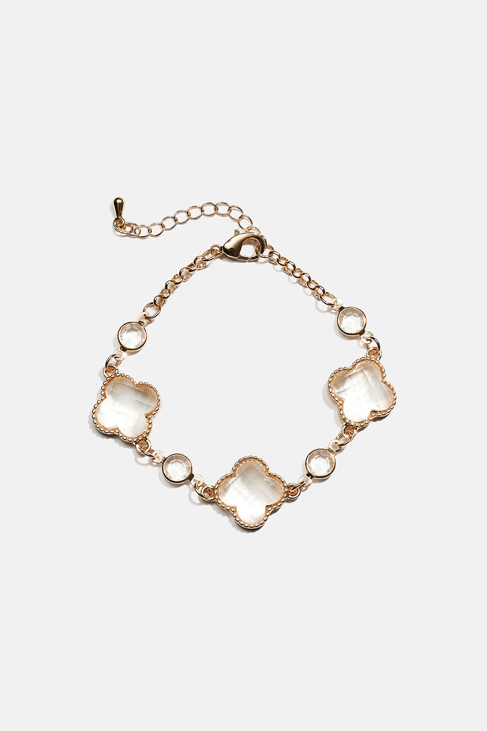 Armband med blommor i vitt glas i gruppen Store week / 2542 hos Glitter (251001782002)