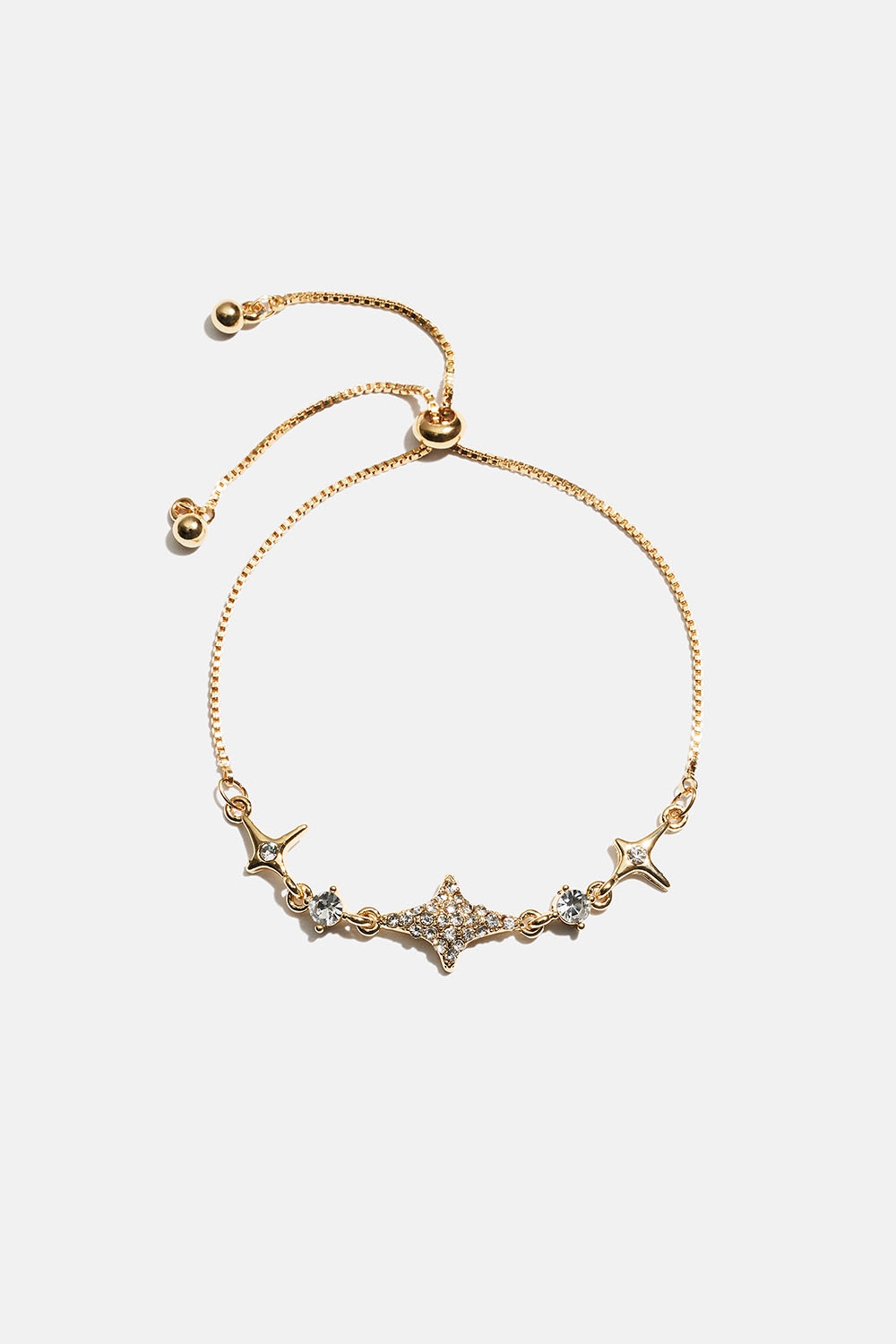 Guldfärgat armband med stjärnor och strass i gruppen Smycken / Armband / Tunna hos Glitter (251001792002)