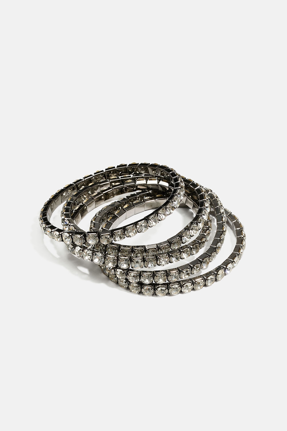 Mörkgrå elastiska strassarmband, 5-pack i gruppen Smycken / Armband / Flerpack hos Glitter (251001811500)