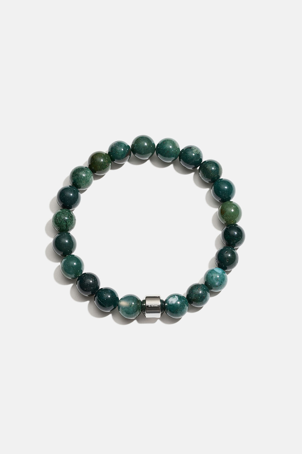 Armband med gröna jasper naturstenar och stål i gruppen Smycken / Unisex hos Glitter (251002167597)