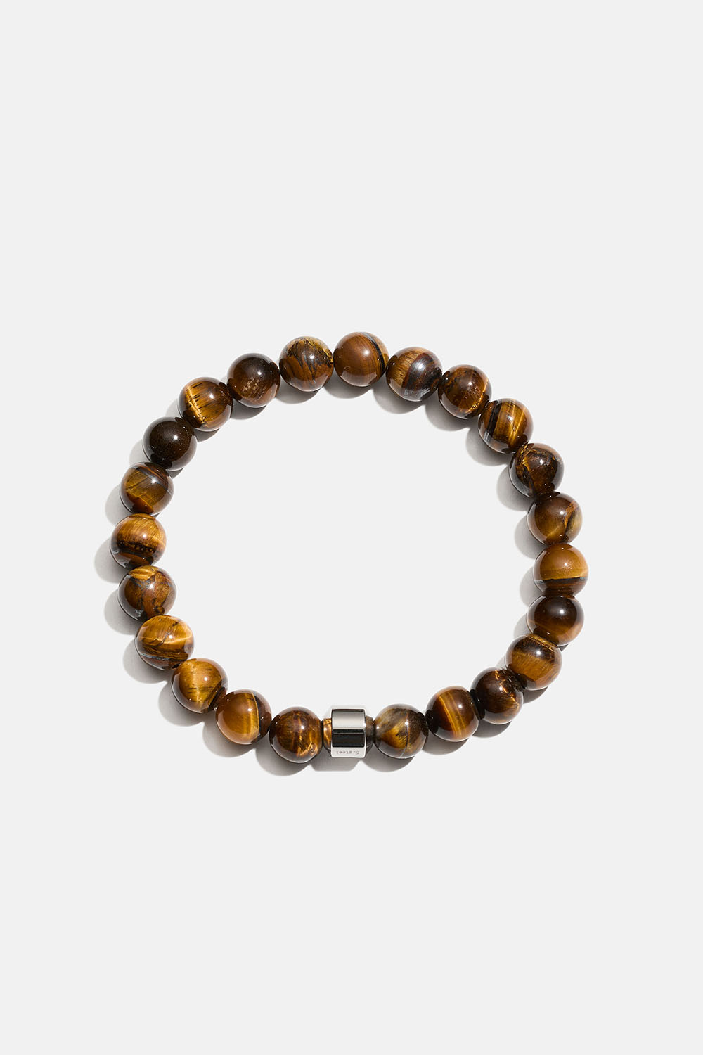 Armband med bruna tiger eye naturstenar och stålpärla i gruppen Smycken / Armband / Armband - unisex hos Glitter (2510021680)