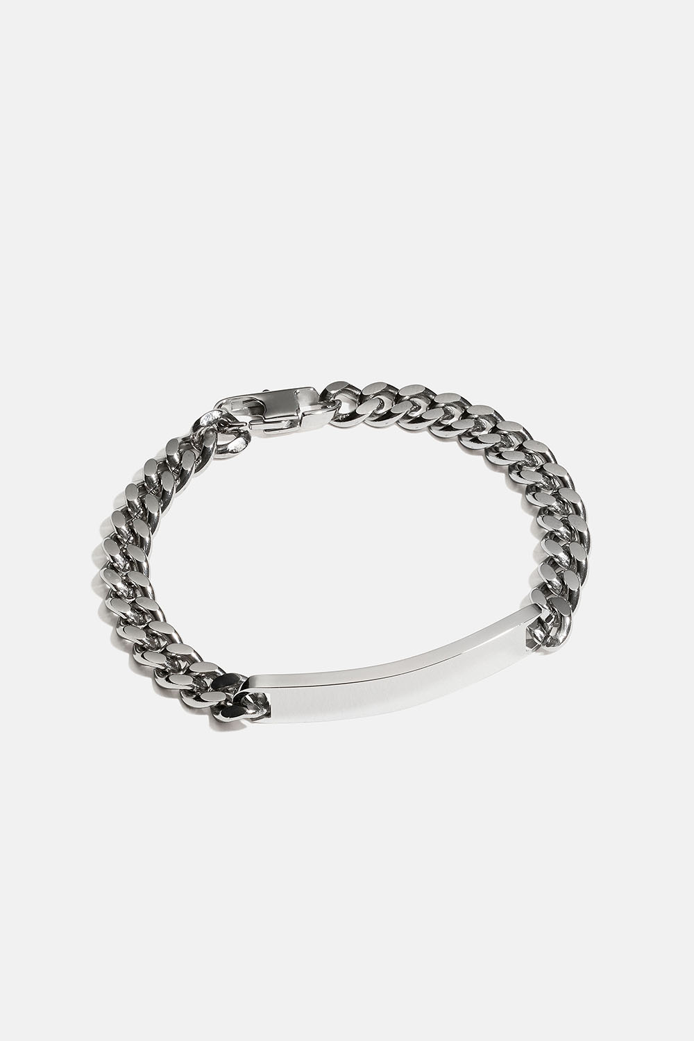 Brett kedjearmband med platta i stål i gruppen Stål / Armband i stål hos Glitter (2510021916)