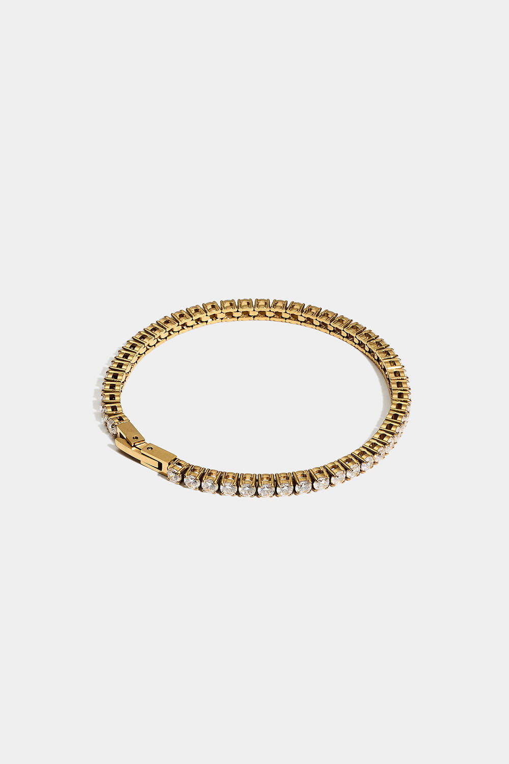 Brett tennisarmband i 18k guldpläterat stål med Cubic Zirconia i gruppen Stainless Steel / Armband i stål hos Glitter (251002402000)