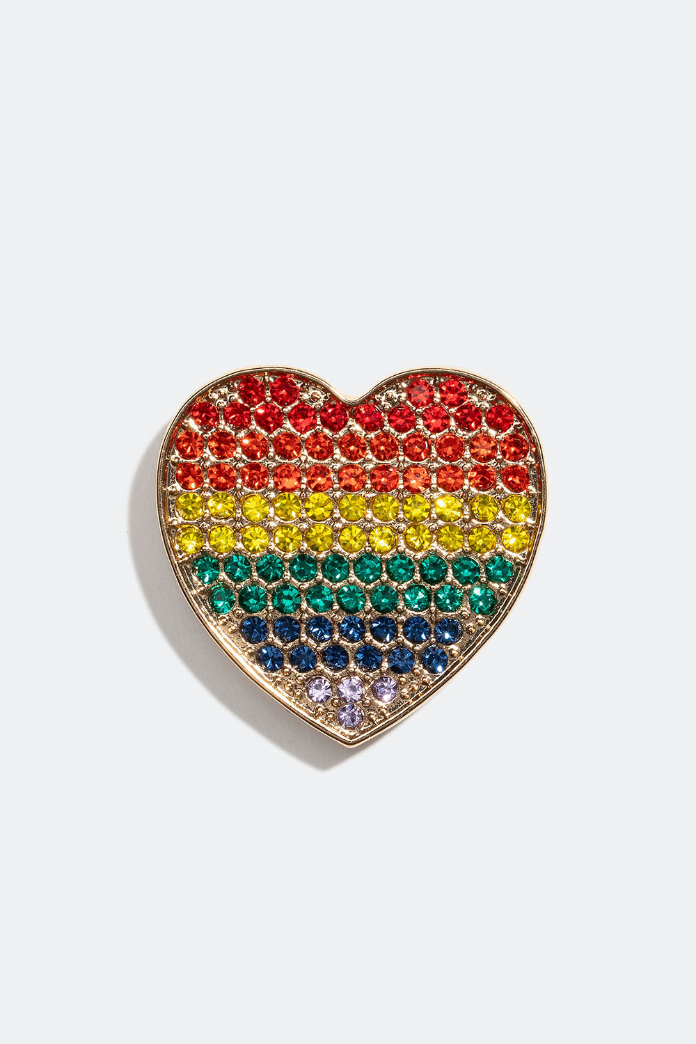 Brosch med hjärta och glasstenar i regnbågsfärger i gruppen Pride hos Glitter (252000119902)