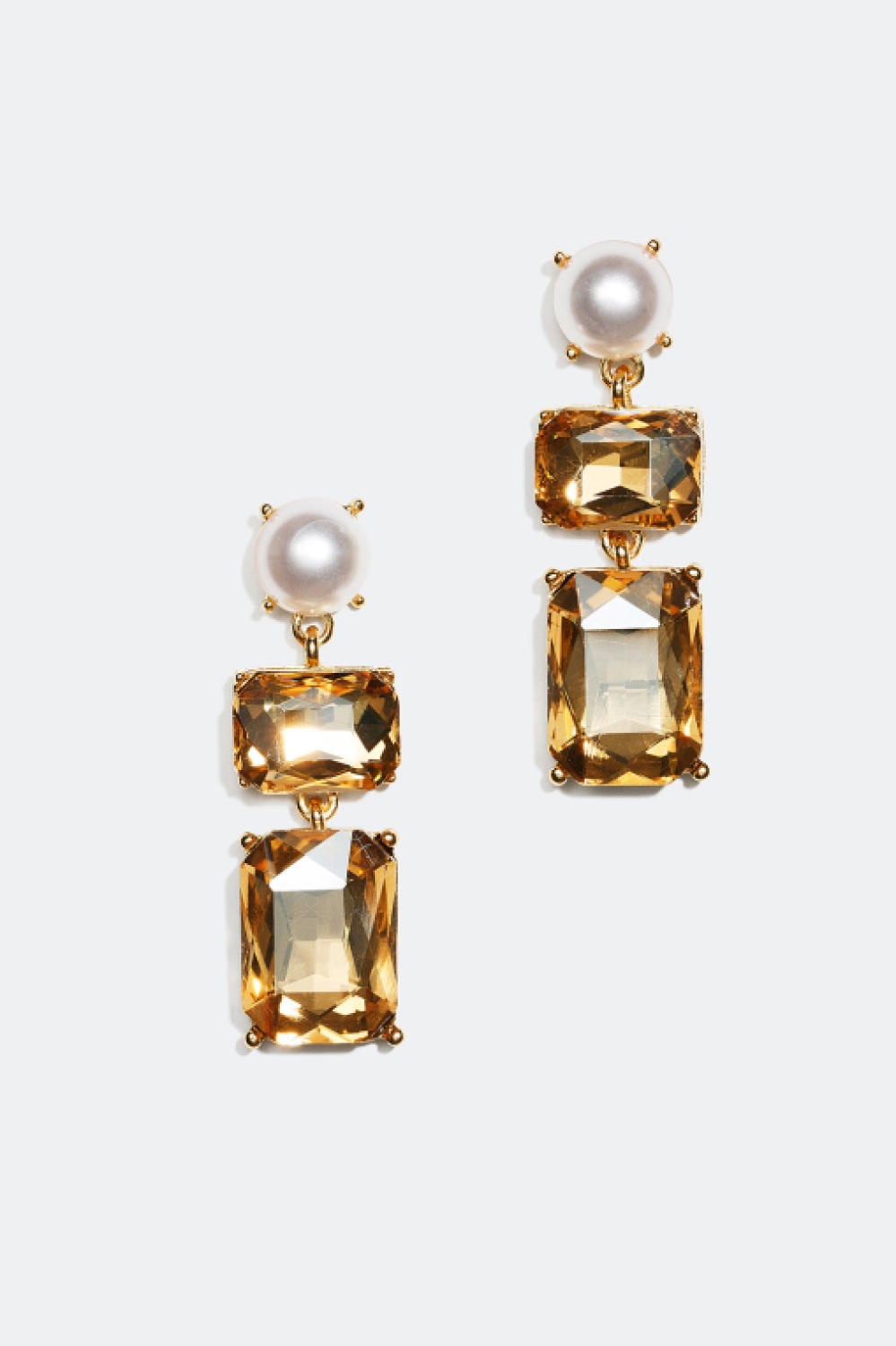 Guldfärgade örhängen med glasstenar och pärlor i gruppen Alla Smycken / Örhängen hos Glitter (25300101)