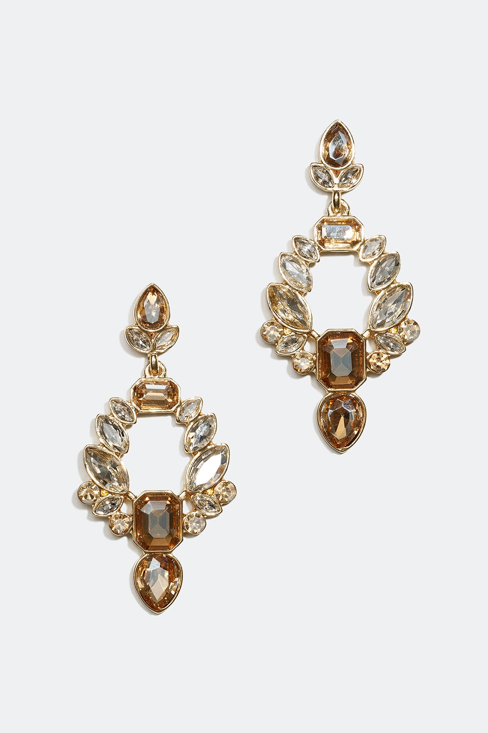 Örhängen med droppformad design och guldfärgade glasstenar i gruppen Smycken / Örhängen hos Glitter (253002538300)