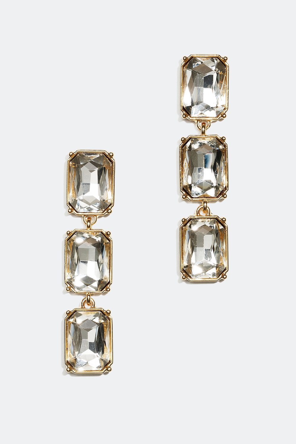 Guldfärgade örhängen med rektangulära glasstenar i gruppen Smycken / Örhängen hos Glitter (253002552000)