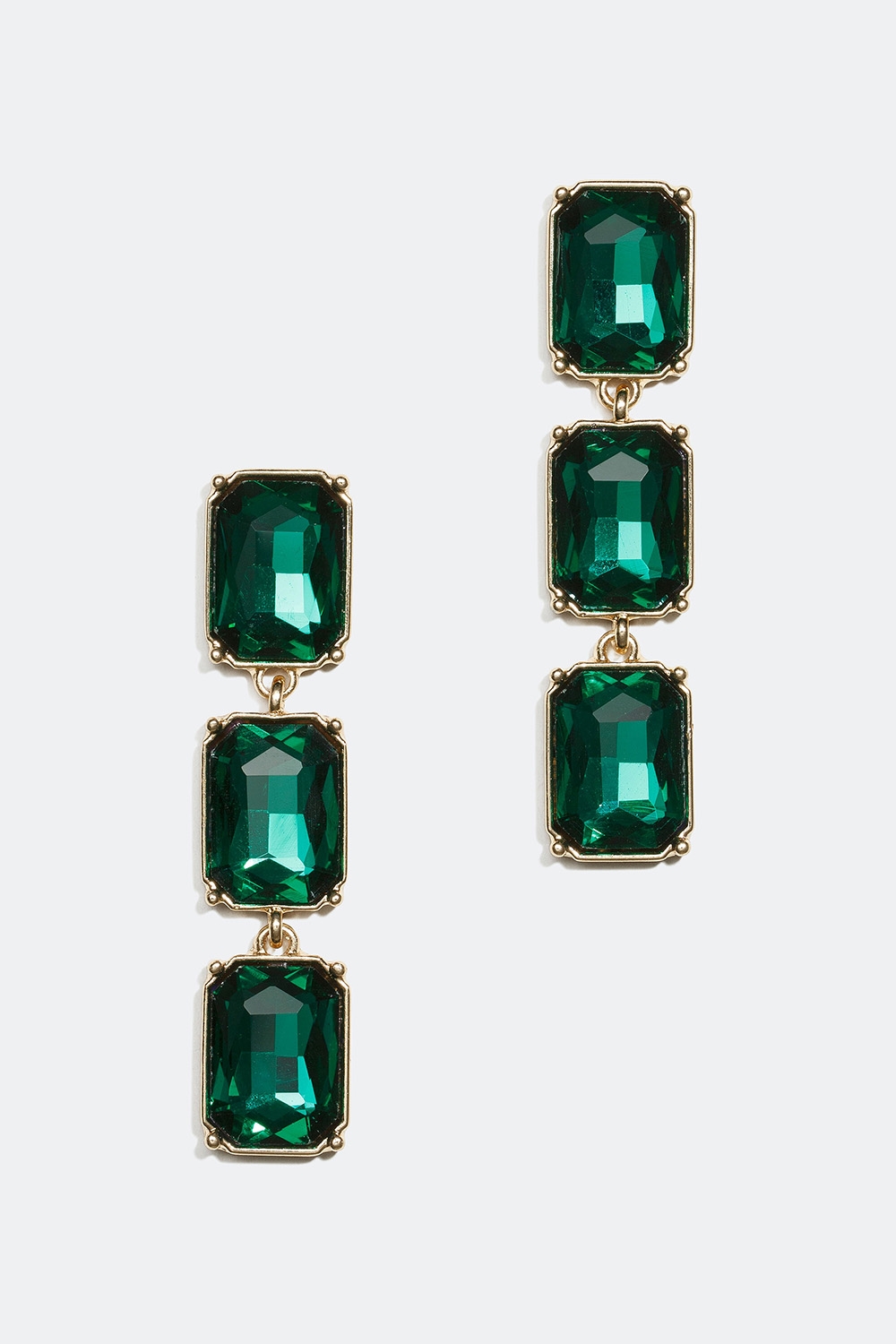 Gröna örhängen med rektangulära glasstenar i gruppen Smycken / Örhängen hos Glitter (253002557500)