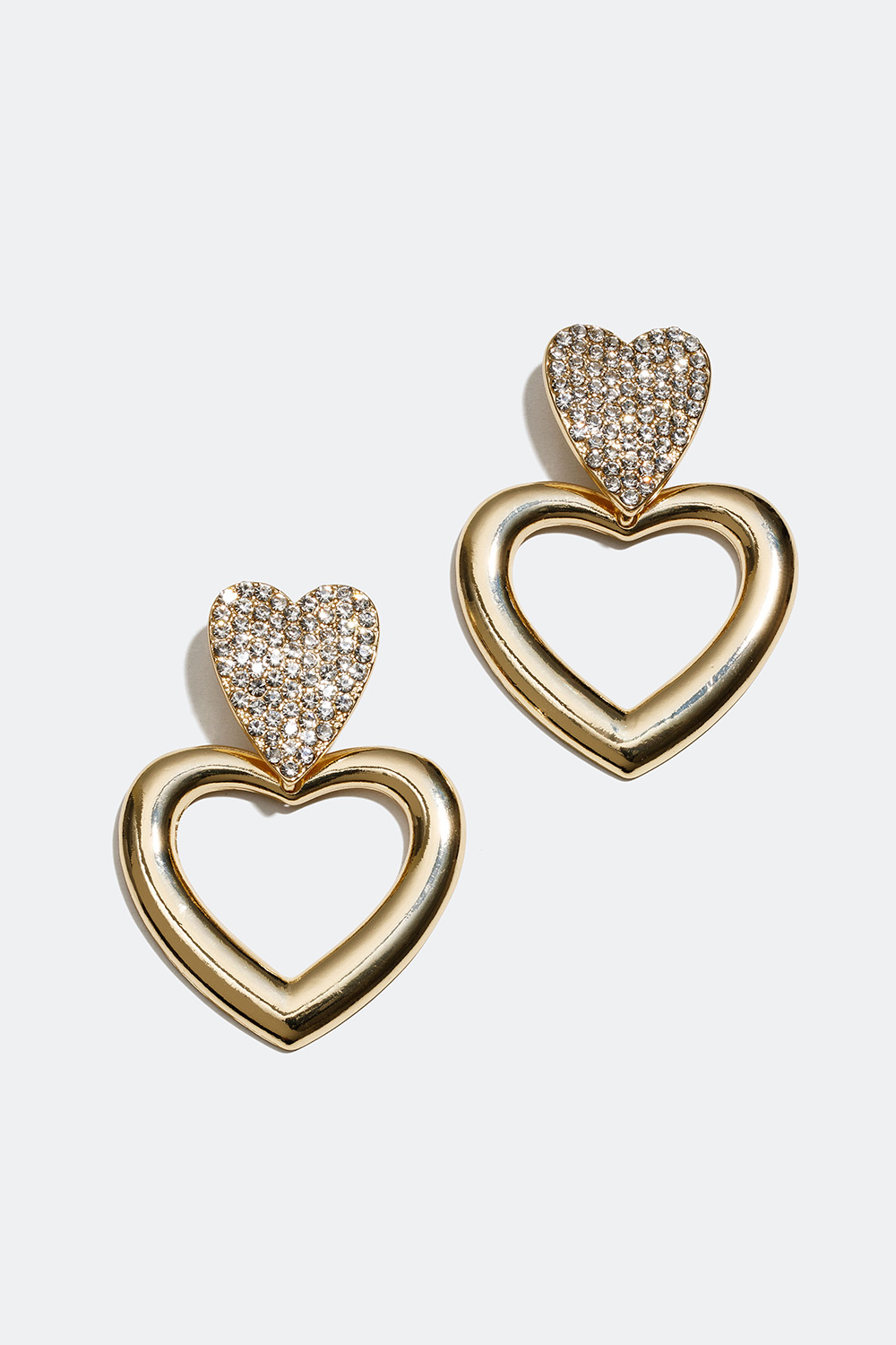 Stora guldfärgade örhängen med hjärtan och glasstenar i gruppen Smycken / Örhängen hos Glitter (253004532002)