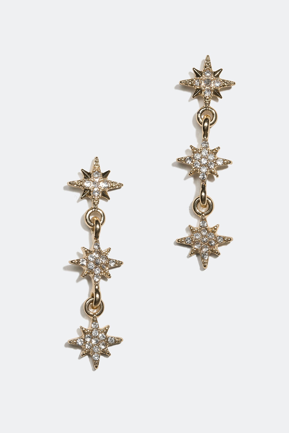 Guldfärgade örhängen med små stjärnor och glasstenar i gruppen Smycken / Örhängen / Strass hos Glitter (253005080202)
