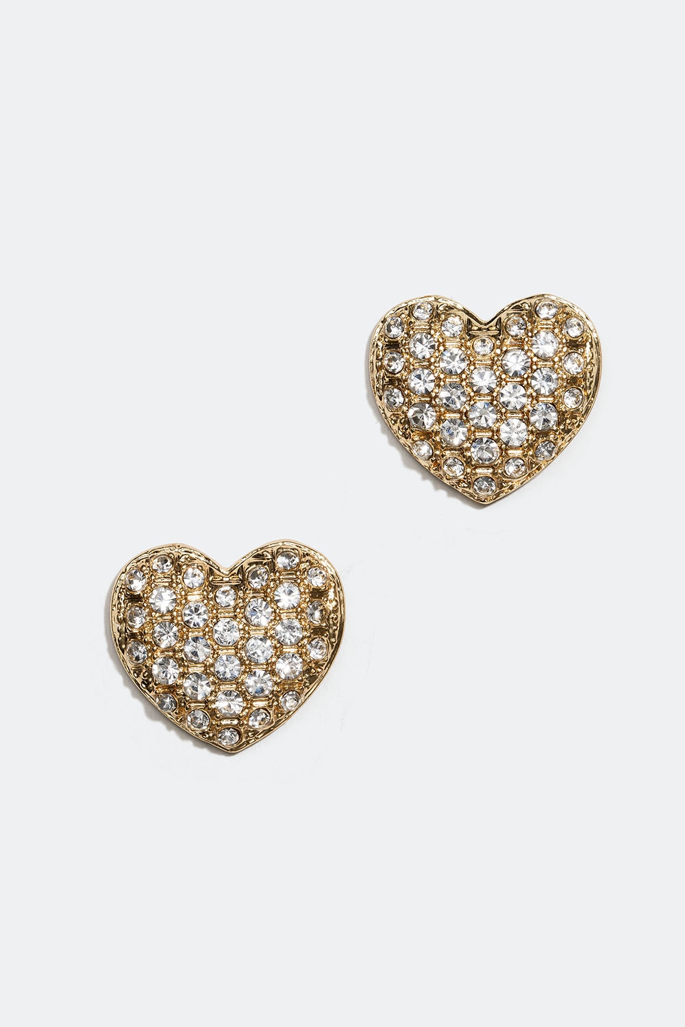 Guldfärgade hjärtformade studs med glasstenar i gruppen Smycken / Örhängen / Strass hos Glitter (253005300202)