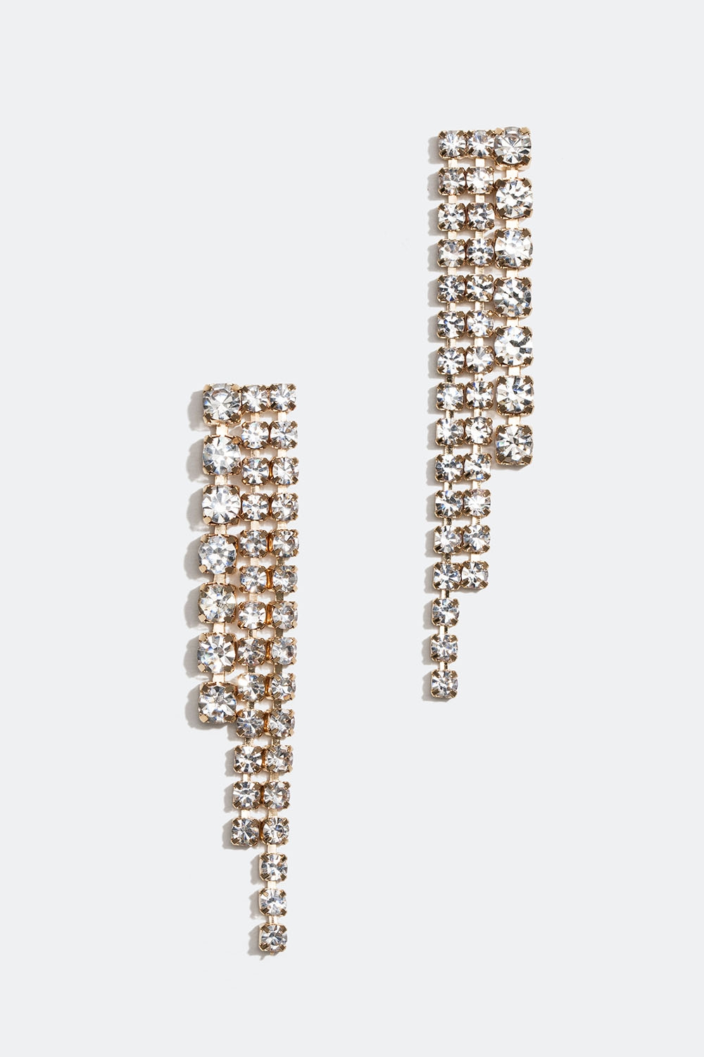 Guldfärgade strassörhängen med tre länkar i gruppen Smycken / Örhängen / Strass hos Glitter (253005330202)