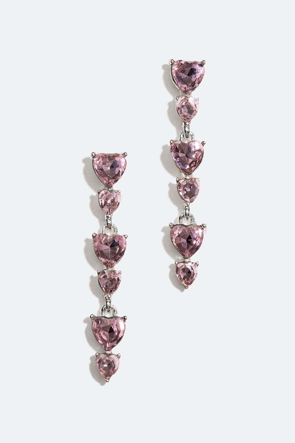 Långa örhängen med rosa hjärtformade glasstenar i gruppen Smycken / Örhängen hos Glitter (253005845402)