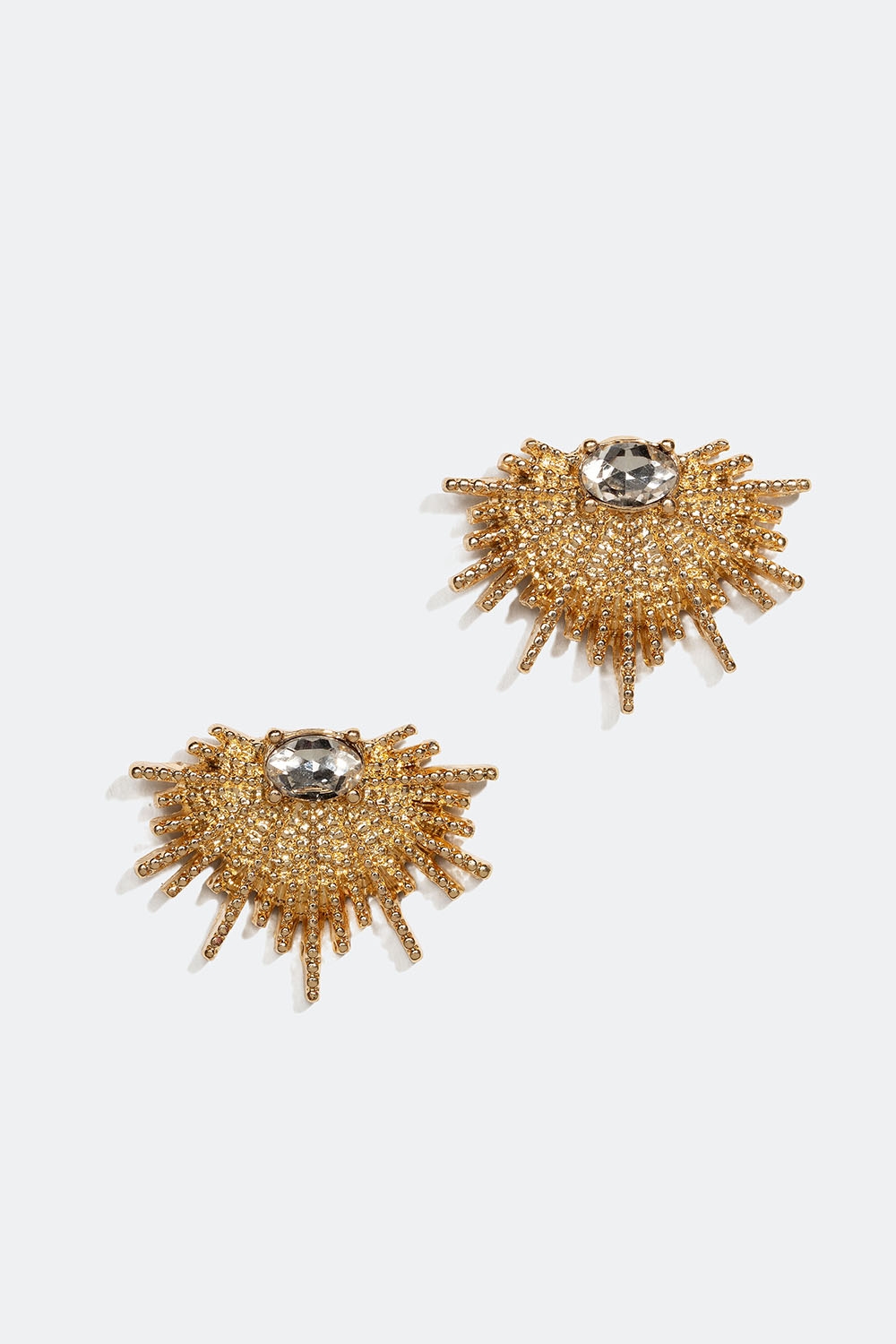 Guldfäragade örhängen med ovala glasstenar och soldesign i gruppen Smycken / Örhängen hos Glitter (253006012002)