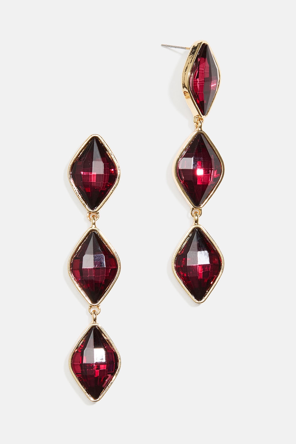 Örhängen med vinröda glasstenar i diamantform i gruppen Store week / 2542 hos Glitter (253010046302)