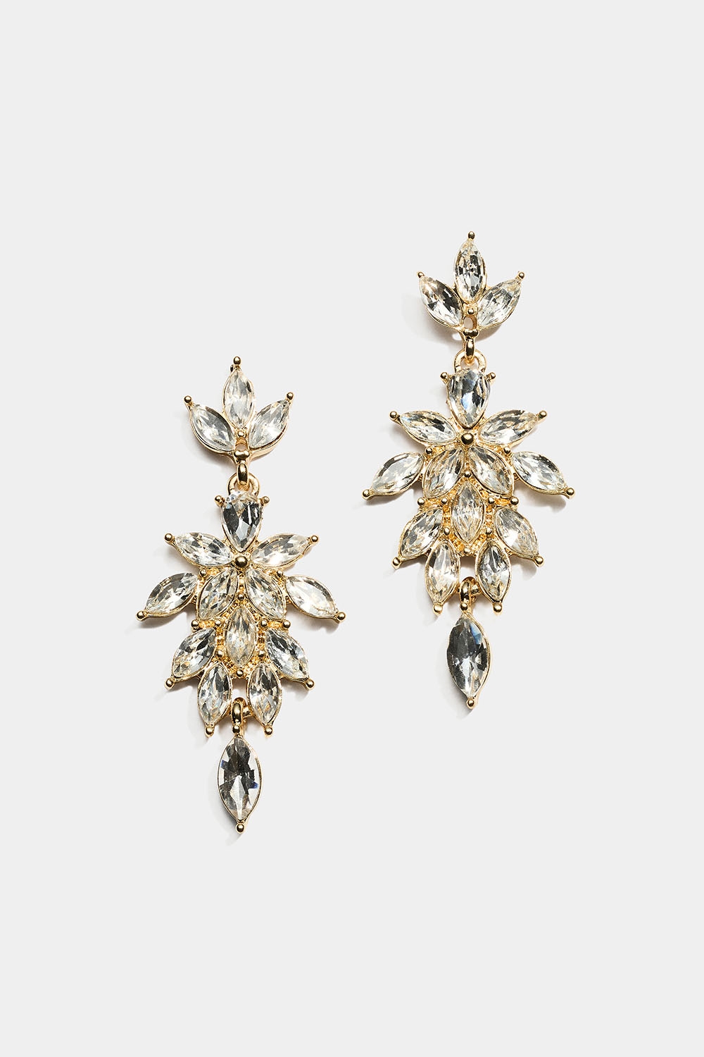 Örhängen med vita glasstenar i bladform i gruppen Smycken / Örhängen / Strass hos Glitter (253010290202)