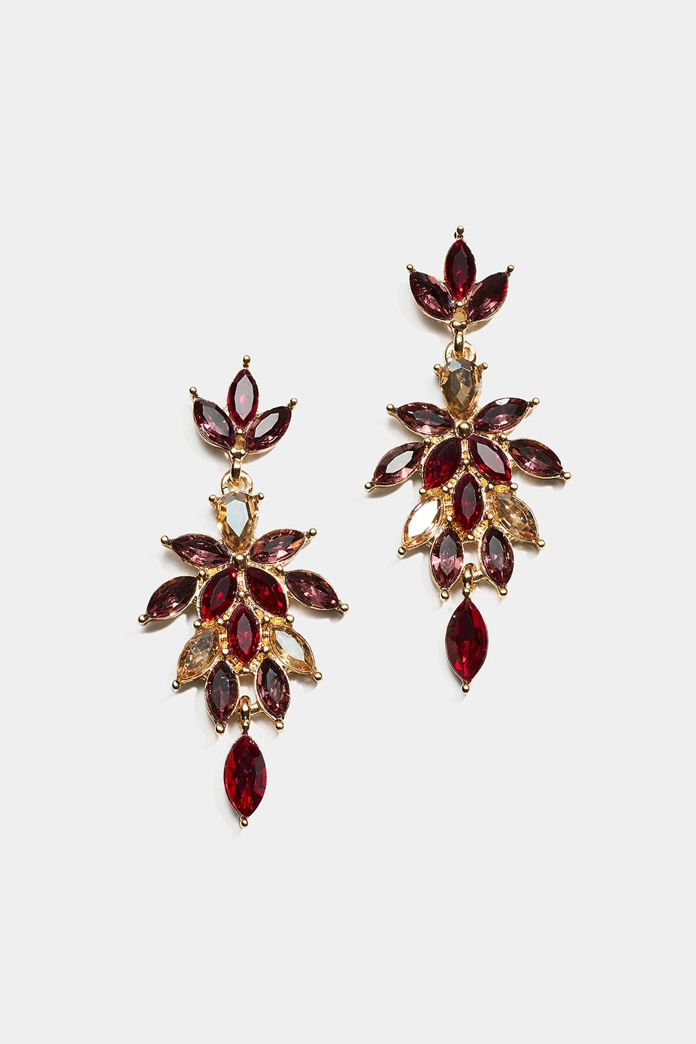 Örhängen med rosa och röda glasstenar i bladform i gruppen Smycken / Örhängen / Strass hos Glitter (253010296402)